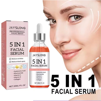 5 In1 Hyaluronic Acid Facial Serum Moisturizing Brightening Lightening Fine Lines Vitamin C Pore Shrinking Serum Skincare 30ml